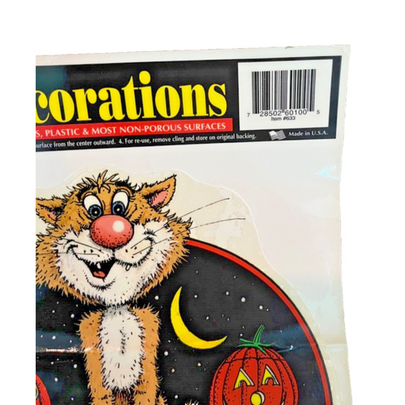 Halloween Animals Plastic Window Decoration Clings Vintage NOS - Picture 5 of 7